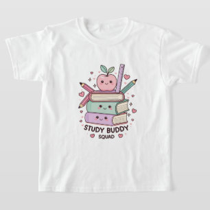 Kawaii Studie Buddy Squad Schoolbenodigdheden T-shirt
