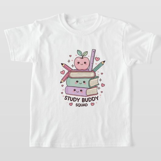 Kawaii Studie Buddy Squad Schoolbenodigdheden  T-shirt (Laagn)