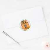 Kawaii Style Kitty Cat met bellenthee Ronde Sticker (Envelop)