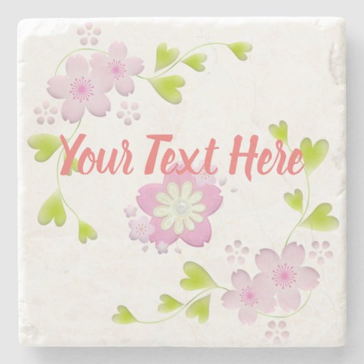 Kawaii Style Sakura Cherry Tree Blossom Stenen Onderzetter (Voorkant)