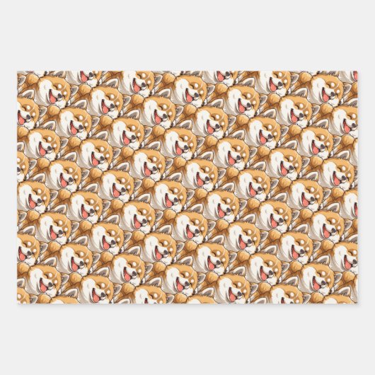 Kawaii Style Shiba Inu Gift Wrap Inpakpapier Vel (Voorkant)