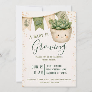 Kawaii Succulent Baby Shower Kaart