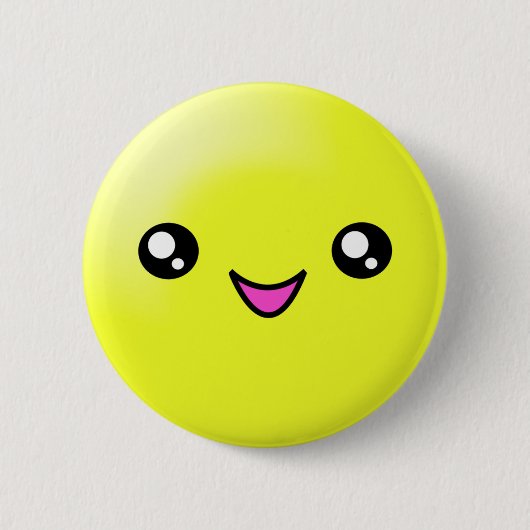 Kawaii Sugar Stippen Lemon Happy Face Button (Voorkant)