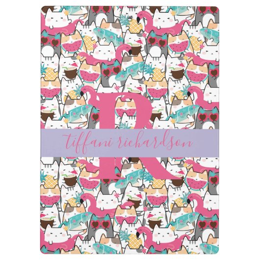 Kawaii Summer Cute Kitty Cats Klembord (Achterkant)