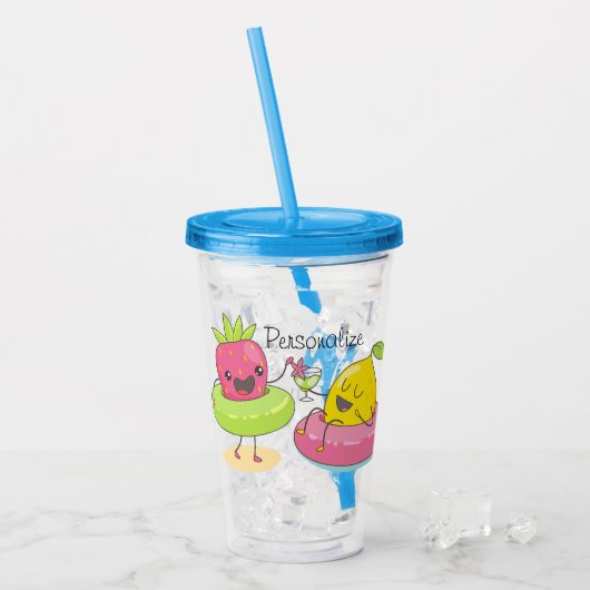 Kawaii Summer Fruit Acryl Drinkbeker (Voorkant ijs)