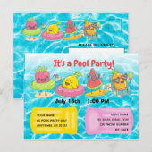 Kawaii Summer Fruit Uitnodiging Briefkaart (Voorkant / Achterkant)