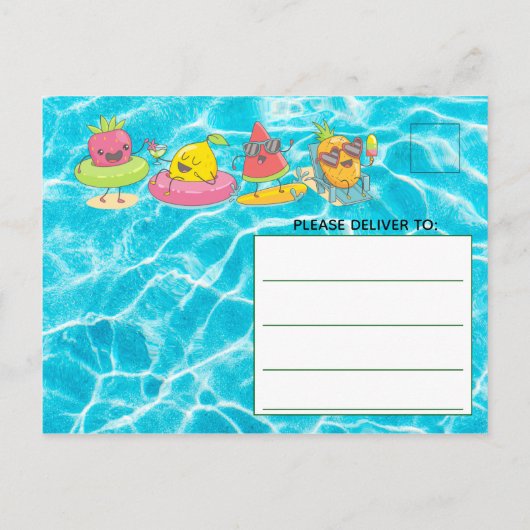 Kawaii Summer Fruit Uitnodiging Briefkaart (Achterkant)