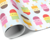 Kawaii Summer Ice Lollies / Popsicles Cadeaupapier (Rol Hoek)