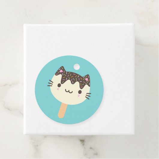 Kawaii Summer Ice Lolly Popsicle Cat Bedankjes Labels (In situ)