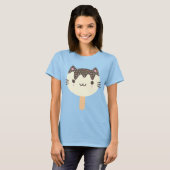 Kawaii Summer Ice Lolly Popsicle Cat T-shirt (Voorkant volledig)