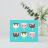 Kawaii Summer Ice Lolly Popsicle Cats Briefkaart (Staand voorkant)