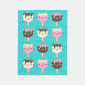 Kawaii Summer Ice Lolly Popsicle Katten Fleece Deken (Voorkant)