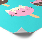 Kawaii Summer Ice Lolly Popsicle Katten Poster (Hoek)