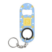 Kawaii Summer Sunshine Clouds Monogram Mini Flessenopener (Voorkant)