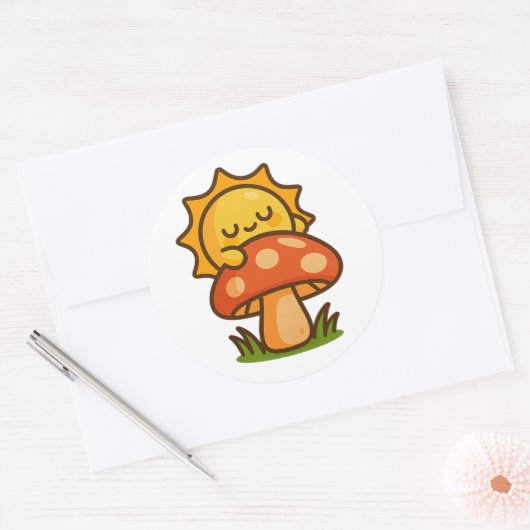 Kawaii Sun on Mushroom – Sticker (Envelop)