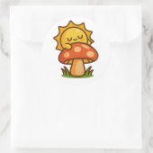 Kawaii Sun on Mushroom – Sticker (Tas)