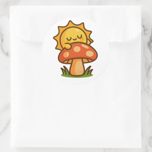 Kawaii Sun on Mushroom – Sticker (Tas)