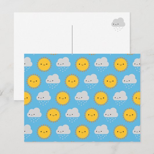 Kawaii Sun & Rain Briefkaart (Voorkant / Achterkant)