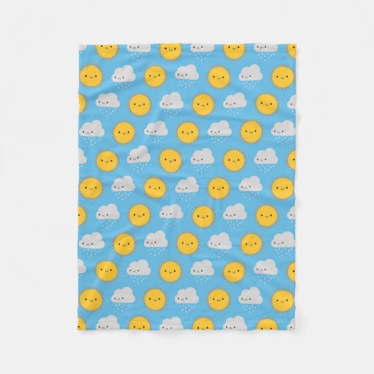 Kawaii Sun & Rain Fleece Deken (Voorkant)