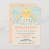 Kawaii Sun Ray van Sunshine Pastel Baby shower Kaart (Voorkant / Achterkant)