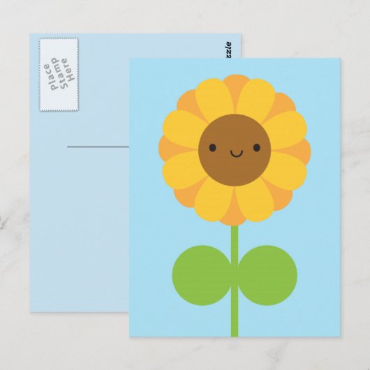 Kawaii Sunflower Briefkaart (Voorkant / Achterkant)