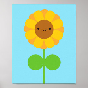 Kawaii Sunflower Poster
