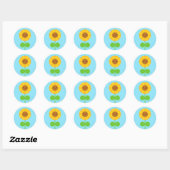 Kawaii Sunflower Ronde Sticker (Vel)