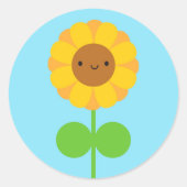 Kawaii Sunflower Ronde Sticker (Voorkant)