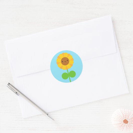 Kawaii Sunflower Ronde Sticker (Envelop)