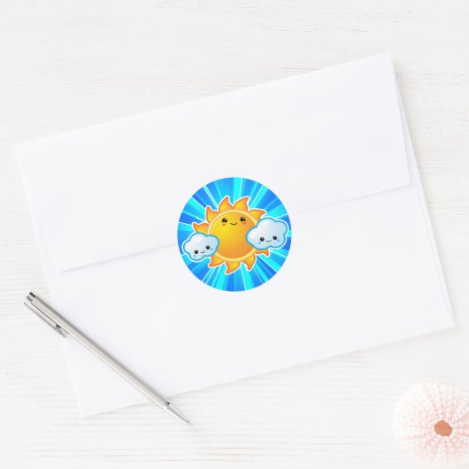 Kawaii Sunny Day Ronde Sticker (Envelop)