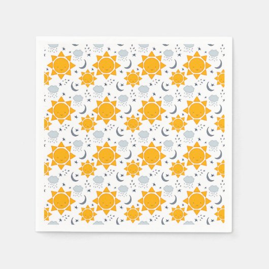 Kawaii Suns, Moons en Clouds Servet (Voorkant)