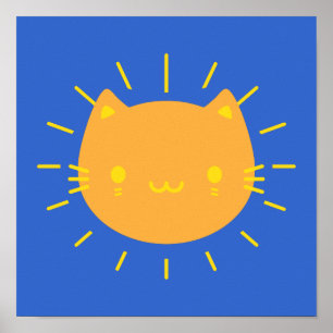 Kawaii Sunshine Cat Poster