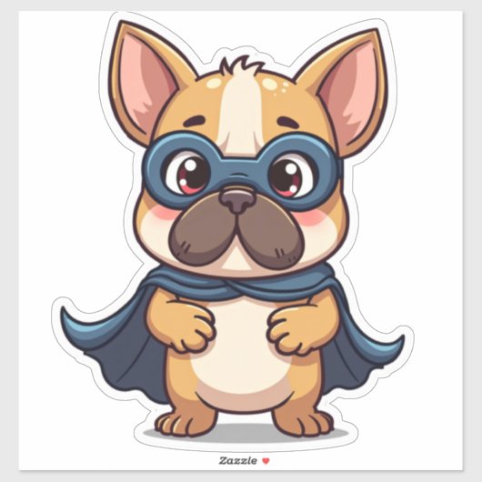 Kawaii Super Hero Pup met cape en masker Sticker (Vel)
