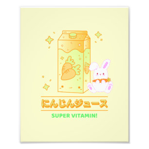 KAWAII SUPER VITAMINE WORTELSAP KONIJN FOTO AFDRUK