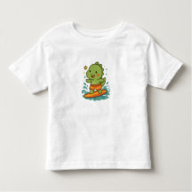 Kawaii Surfing Dinosaur for Kids T-Shirt 🦖🏄‍♂️✨