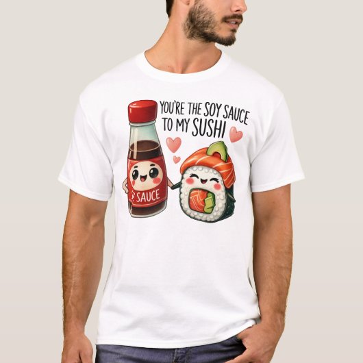 Kawaii Sushi and Soy Sauce Art T-shirt (Voorkant)