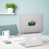 Kawaii Sushi Cartoon – Schattigee Sticker (Laptop op bureau)