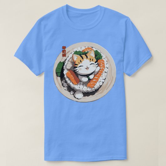 Kawaii Sushi Cat Design T-shirt (Design voorkant)