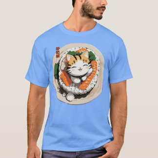 Kawaii Sushi Cat Design T-shirt