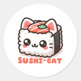 Kawaii Sushi-Cat Pun Ronde Sticker