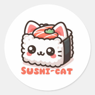 Kawaii Sushi-Cat Pun Ronde Sticker