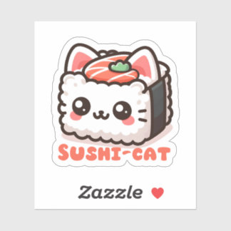 Kawaii Sushi-Cat Pun Sticker