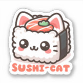 Kawaii Sushi-Cat Pun Sticker (Voorkant)