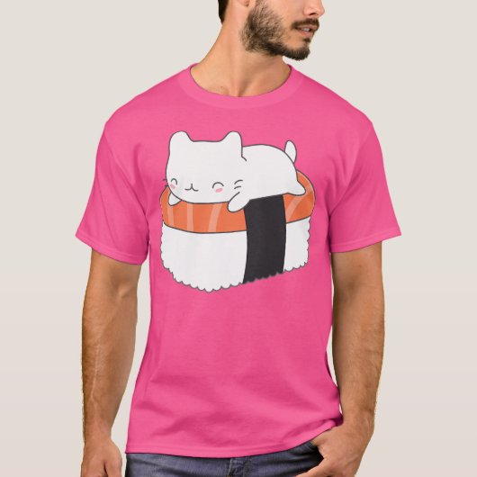 Kawaii Sushi Cat T-shirt (Voorkant)