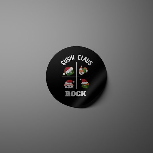 Kawaii Sushi Claus Rock Ronde Sticker