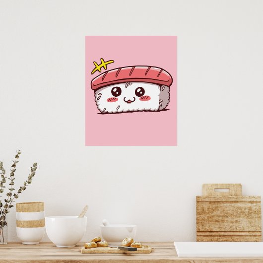 Kawaii Sushi Cute Japans Food Poster (Keuken)