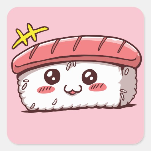 Kawaii Sushi Cute Japans Food Vierkante Sticker (Voorkant)