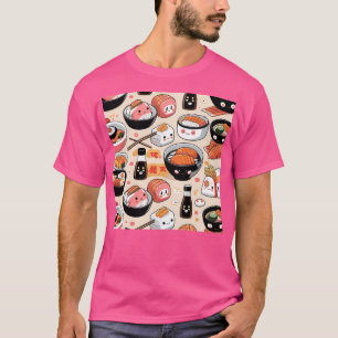 Kawaii Sushi Friends Grappig Japans eetpatroon T-shirt