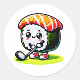 Kawaii Sushi golf spelen Ronde Sticker