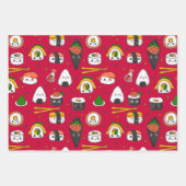 Kawaii Sushi Inpakpapier Set van 3 Vel (Voorkant)
